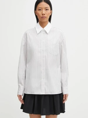 Maison Kitsuné koszula bawełniana Handwriting Boyfriend damska kolor szary regular z kołnierzykiem klasycznym PW00416WC5063