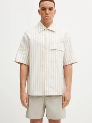 Maison Kitsuné koszula bawełniana Short Sleeve męska kolor beżowy relaxed OM00429WC5045