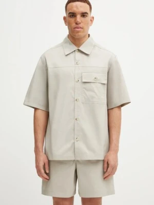 Maison Kitsuné koszula Short Sleeve męska kolor beżowy relaxed z kołnierzykiem klasycznym OM00429WW9020