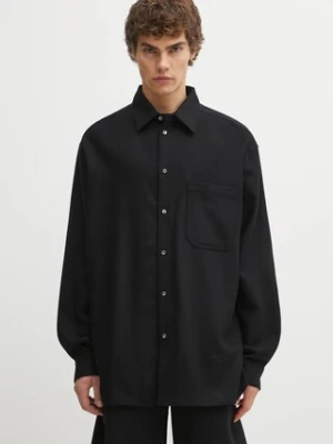 Maison Kitsuné koszula wełniana Handwriting Oversized męska kolor czarny regular z kołnierzykiem klasycznym PM00427WT3017