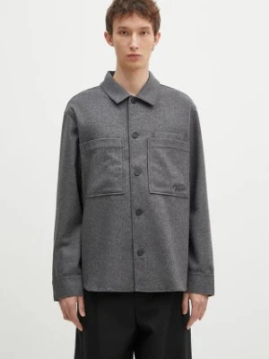 Maison Kitsuné koszula wełniana Overshirt kolor szary relaxed z kołnierzykiem klasycznym MM00401WT0032