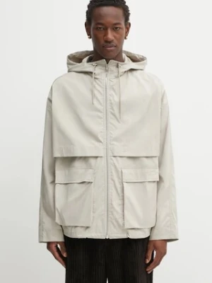 Maison Kitsuné kurtka Hooded Zipped Windbreaker kolor beżowy przejściowa oversize OM02113WW9056