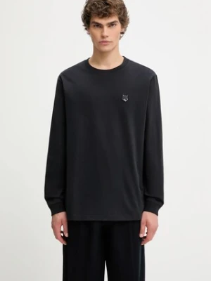 Maison Kitsuné longsleeve bawełniany Bold Fox Head Patch Comfort kolor czarny gładki LM00109KJ0118