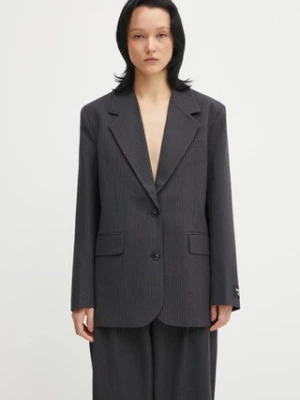 Maison Kitsuné marynarka z dodatkiem wełny Tailored kolor szary jednorzędowa wzorzysta PW02121WT3022