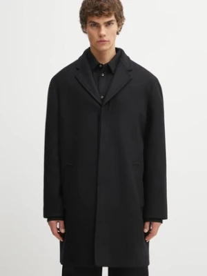 Maison Kitsuné płaszcz wełniany Tailored kolor czarny PM02205WM2030