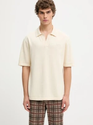 Maison Kitsuné polo bawełniane Bold Fox Head Embroidered męski kolor beżowy gładki OM00205KT1135