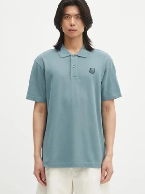 Maison Kitsuné polo bawełniane Bold Fox Head Patch Comfort męski kolor zielony gładki MM00210KJ7010