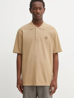 Maison Kitsuné polo bawełniane Bold Fox Head Patch Comfort męski kolor zielony gładki MM00210KJ7010