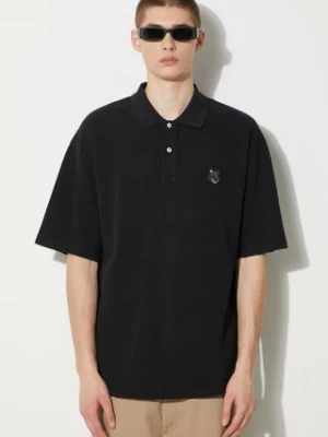 Maison Kitsuné polo bawełniane Bold Fox Head Patch Oversize Polo kolor czarny z aplikacją MM00202KJ7010