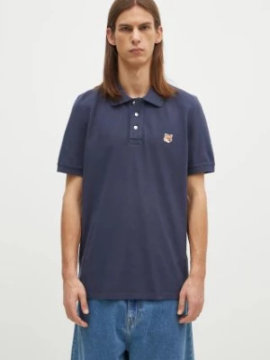 Maison Kitsuné polo bawełniane Fox Head Patch Regular Polo kolor granatowy z aplikacją LM00208KJ7002