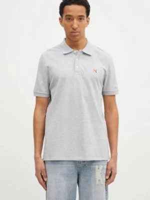 Maison Kitsuné polo bawełniane Fox Head Patch Regular Polo kolor szary z aplikacją LM00208KJ7002