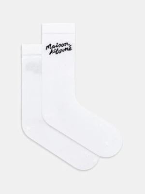 Maison Kitsuné skarpetki Handwriting kolor biały MM06424KT0014