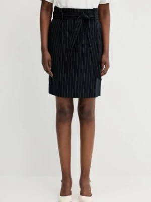 Maison Kitsuné spódnica z domieszką wełny Paperbag Pleated kolor czarny mini prosta OW01521WT3007