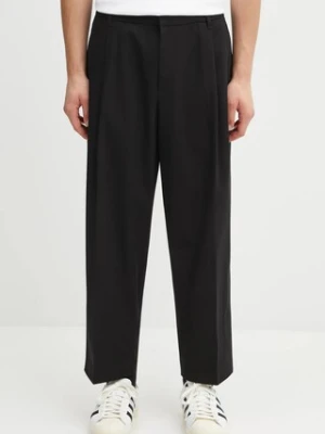 Maison Kitsuné spodnie bawełniane Cropped Pleated męskie kolor czarny proste PM01123WT3019