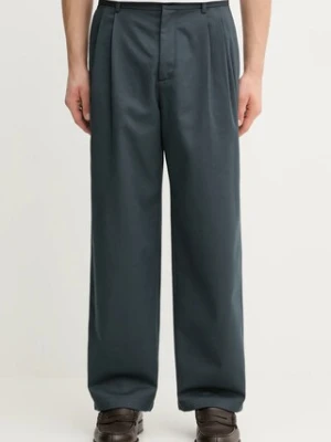 Maison Kitsuné spodnie bawełniane Relaxed Pleated męskie kolor szary proste PM01125WW9043