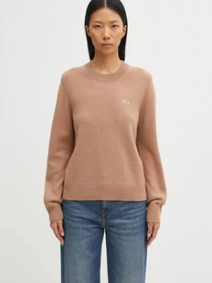 Maison Kitsuné sweter wełniany Baby Fox Lambswool Regular damski kolor brązowy PW00817KT1006