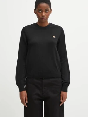 Maison Kitsuné sweter wełniany Baby Fox Merino Regular damski kolor czarny PW00801KT1181