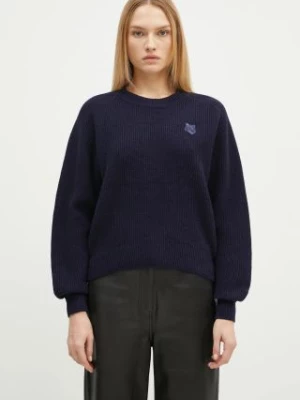 Maison Kitsuné sweter wełniany Bold Fox Head Patch damski kolor granatowy  LW00814KT1093