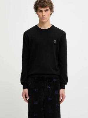 Maison Kitsuné sweter wełniany Bold Fox Head Patch męski kolor czarny lekki MM00815KT1036