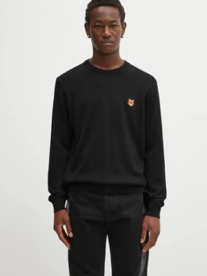 Maison Kitsuné sweter wełniany Fox Head Merino Regular męski kolor czarny lekki PM00801KT1181