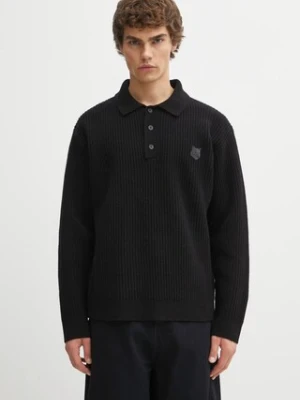 Maison Kitsuné sweter wełniany Fox Head Wool Ribbed Polo