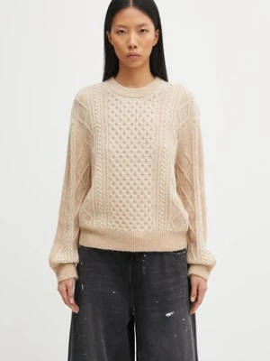 Maison Kitsuné sweter z dodatkiem wełny Alpaca Cable Knit damski kolor beżowy PW00804KT1153