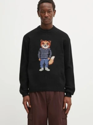 Maison Kitsuné sweter z dodatkiem wełny Dressed Fox Intarsia Wool męski kolor czarny PM00806KH0002