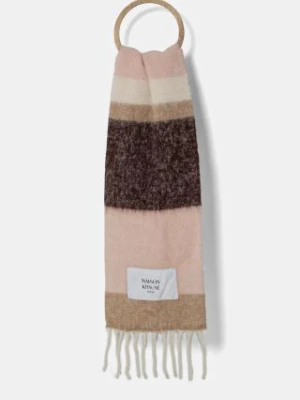 Maison Kitsuné szalik Alpaca Stripes damski kolor różowy wzorzysty NM06204WA0022