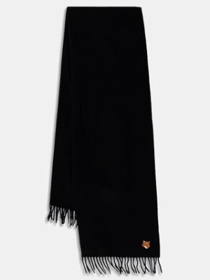 Maison Kitsuné szalik wełniany Fox Head kolor czarny gładki PM06201WB0044