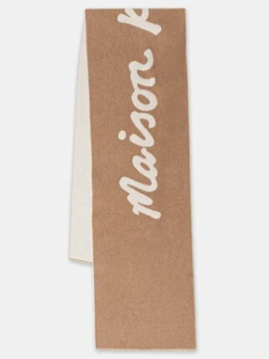 Maison Kitsuné szalik z dodatkiem wełny Handwriting damski kolor brązowy PM06202WB0038