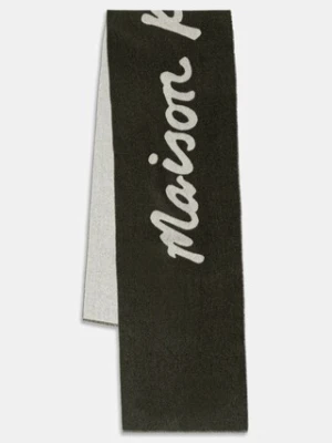 Maison Kitsuné szalik z dodatkiem wełny Handwriting damski kolor zielony PM06202WB0038