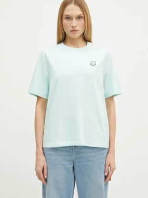 Maison Kitsuné t-shirt bawełniany Bold Fox Head Patch Comfort damski kolor turkusowy MW00127KJ0119