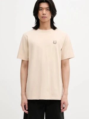 Maison Kitsuné t-shirt bawełniany Bold Fox Head Patch Comfort Tee Shirt męski kolor beżowy z aplikacją MM00127KJ0118