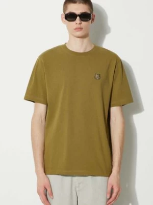 Maison Kitsuné t-shirt bawełniany Bold Fox Head Patch Comfort Tee Shirt męski kolor zielony z aplikacją MM00127KJ0118