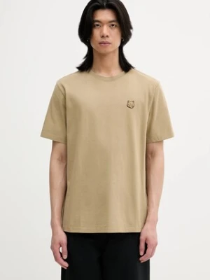 Maison Kitsuné t-shirt bawełniany Bold Fox Head Patch Comfort Tee Shirt męski kolor zielony z aplikacją MM00127KJ0118