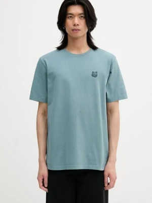 Maison Kitsuné t-shirt bawełniany Bold Fox Head Patch Comfort Tee Shirt męski kolor zielony z aplikacją MM00127KJ0118