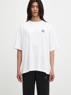 Maison Kitsuné t-shirt bawełniany Bold Fox Head Patch Oversize męski kolor biały z aplikacją OM00128KJ0119