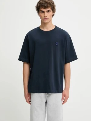 Maison Kitsuné t-shirt bawełniany Bold Fox Head Patch Oversize męski kolor granatowy gładki LM00107KJ0119