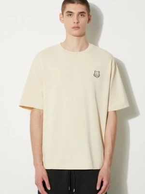 Maison Kitsuné t-shirt bawełniany Bold Fox Head Patch Oversize Tee Shirt męski kolor beżowy gładki LM00107KJ0119