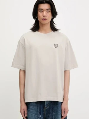 Maison Kitsuné t-shirt bawełniany Bold Fox Head Patch Oversize Tee Shirt męski kolor beżowy gładki LM00107KJ0119