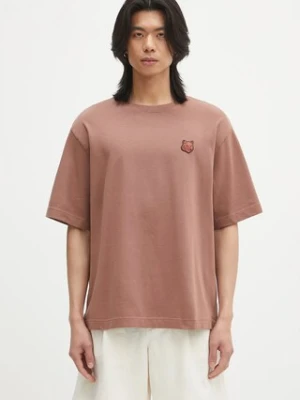 Maison Kitsuné t-shirt bawełniany Bold Fox Head Patch Oversize Tee Shirt męski kolor brązowy gładki LM00107KJ0119