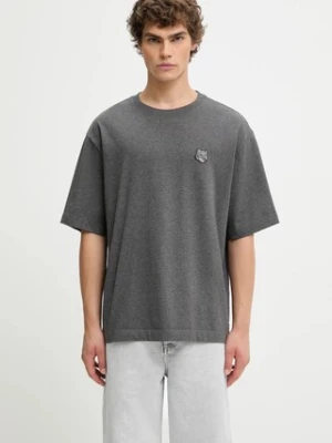 Maison Kitsuné t-shirt bawełniany Bold Fox Head Patch Oversize Tee Shirt męski kolor szary gładki LM00107KJ0119