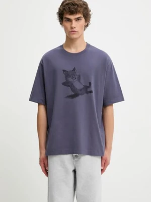 Maison Kitsuné t-shirt bawełniany Chillax Print Oversize męski kolor fioletowy wzorzysty OM00108KJ0008