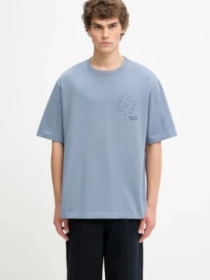 Maison Kitsuné t-shirt bawełniany Crafted Daisy Oversize męski kolor niebieski gładki OM00124KJ7020