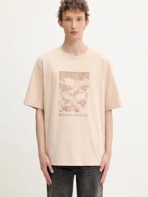 Maison Kitsuné t-shirt bawełniany Daisy Field Oversize męski kolor beżowy z nadrukiem OM00114KJ7016