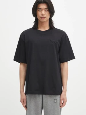 Maison Kitsuné t-shirt bawełniany Embossed Profile Fox Oversize męski kolor czarny gładki OM00116KJ7016