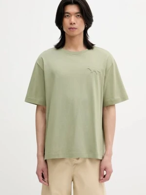 Maison Kitsuné t-shirt bawełniany Embossed Profile Fox Oversize męski kolor zielony gładki OM00116KJ7016