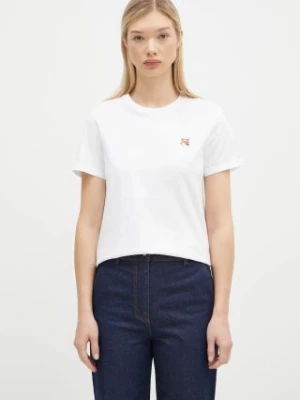 Maison Kitsuné t-shirt bawełniany Fox Head Patch damski kolor biały LW00105KJ0008