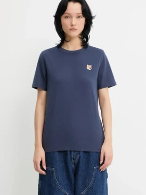 Maison Kitsuné t-shirt bawełniany Fox Head Patch damski kolor granatowy LW00105KJ0008
