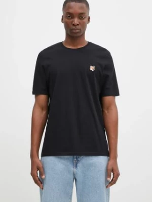 Maison Kitsuné t-shirt bawełniany Fox Head Patch Regular Tee Shirt męski kolor czarny z aplikacją LM00104KJ0008